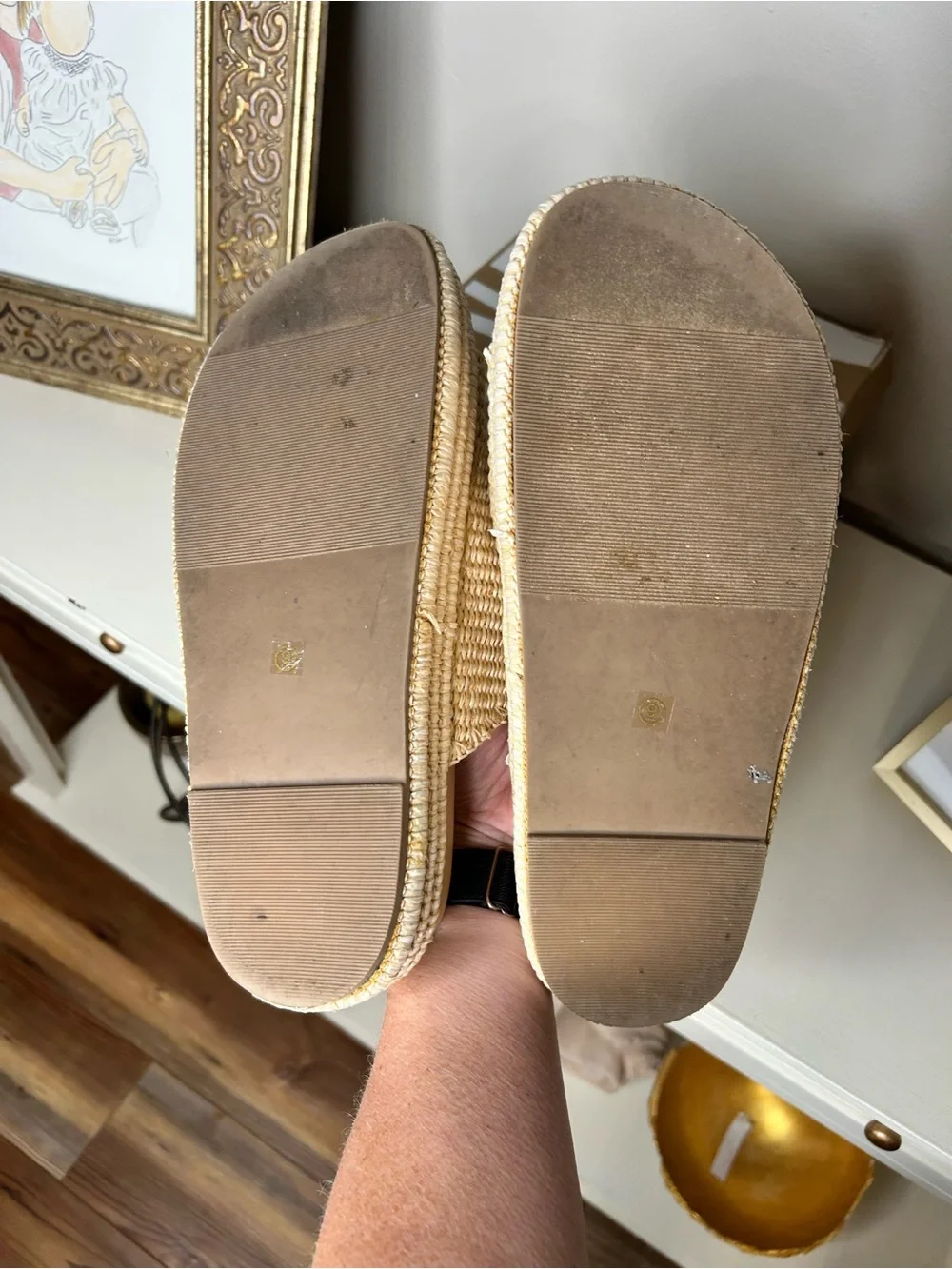 NEW MKS Clara Nude Raffia Platform Slide Sandals